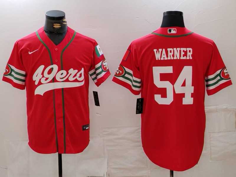 Mens San Francisco 49ers #54 Fred Warner Red Mexico Cool Base Stitched Baseball Jersey